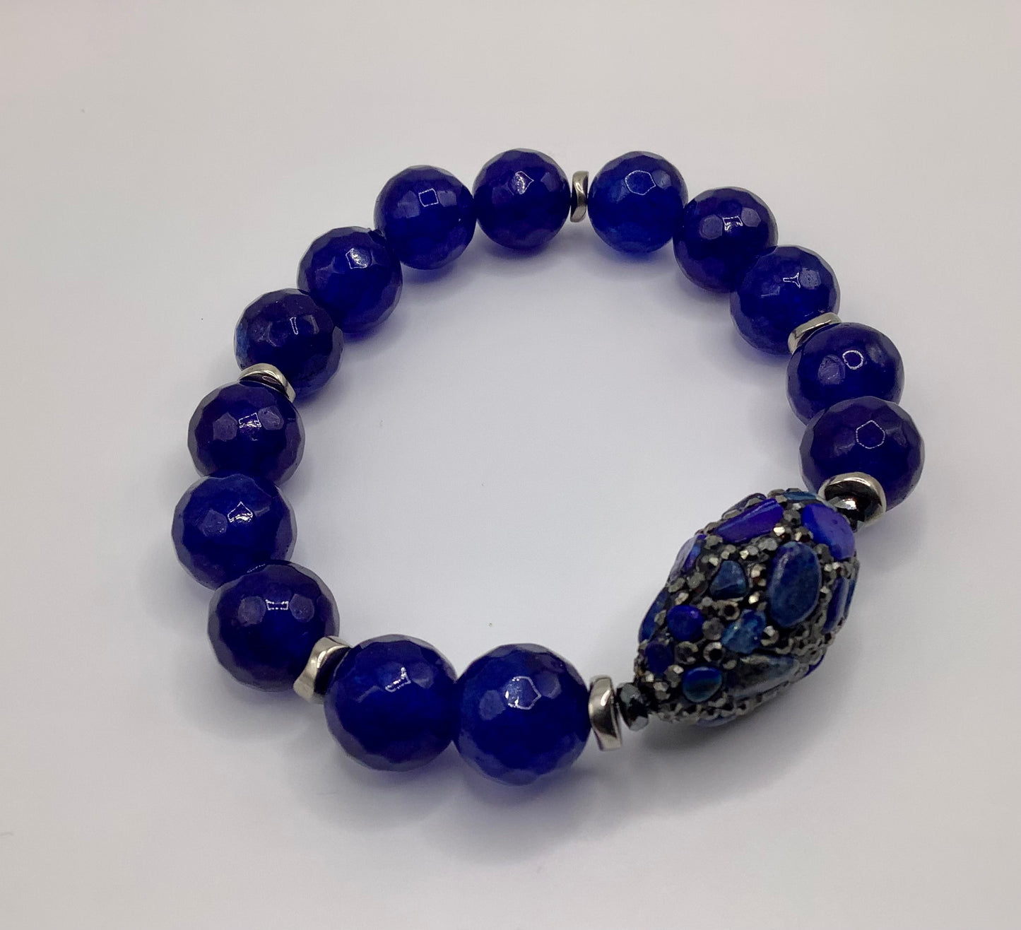 Agate, Hematite and Lapis centerpiece 12mm