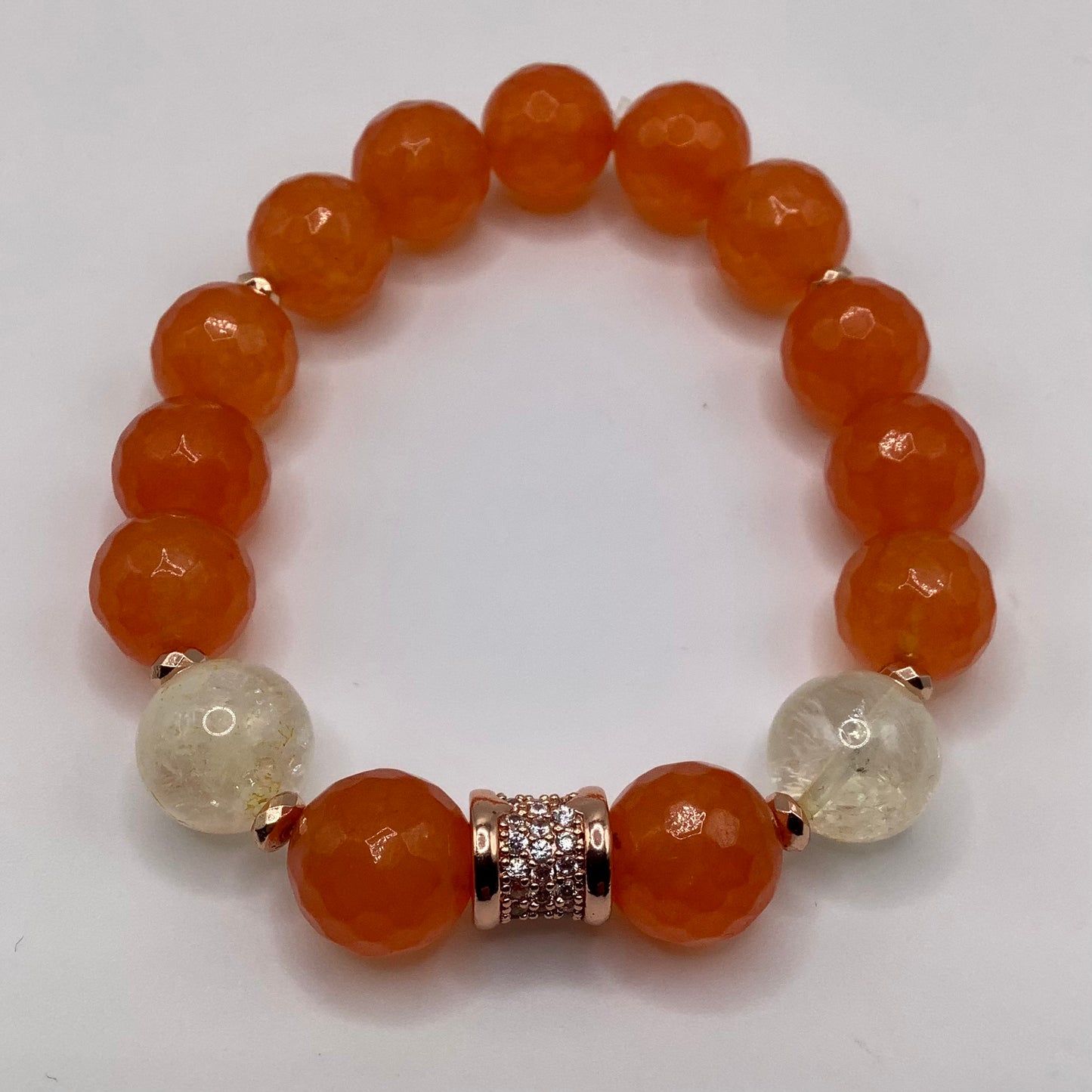 CZ Pave, Agate and Citrine bead 12mm copper hematite