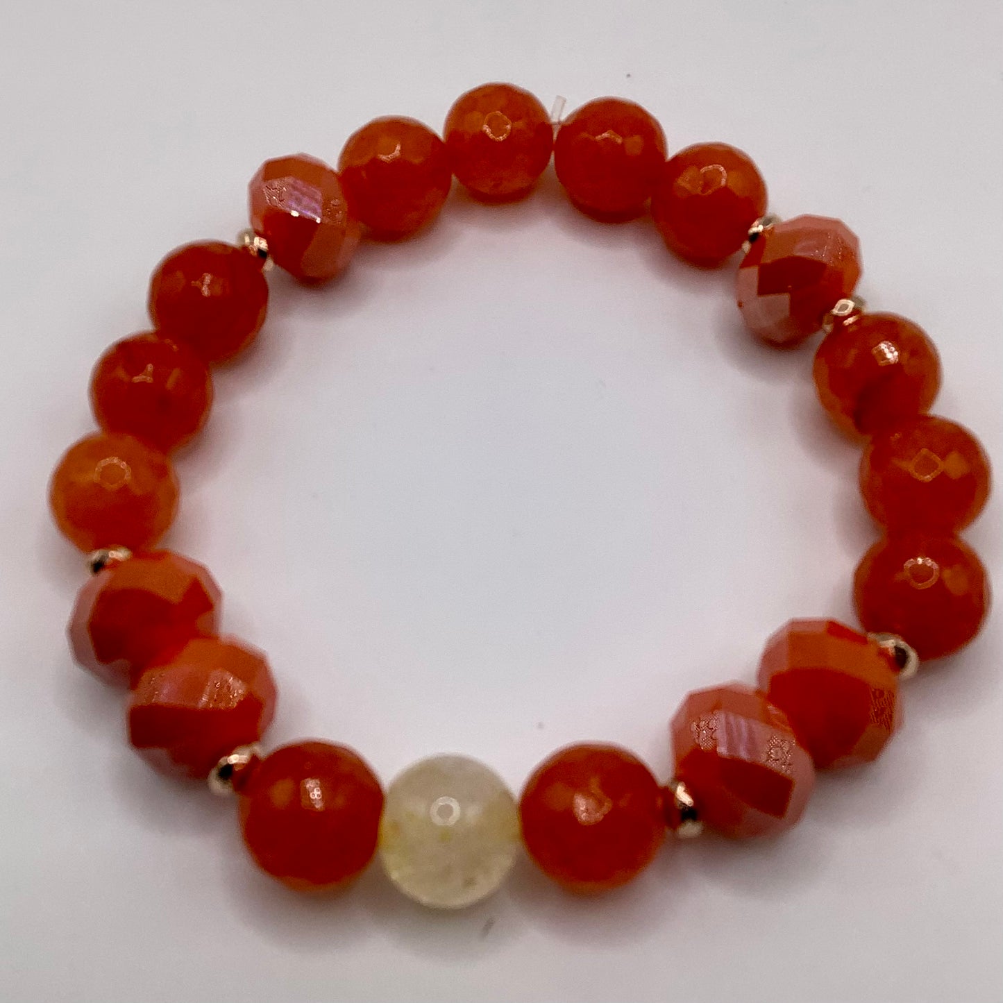 Crystal Glass, Agate and Citrine bead 10mm copper hematite