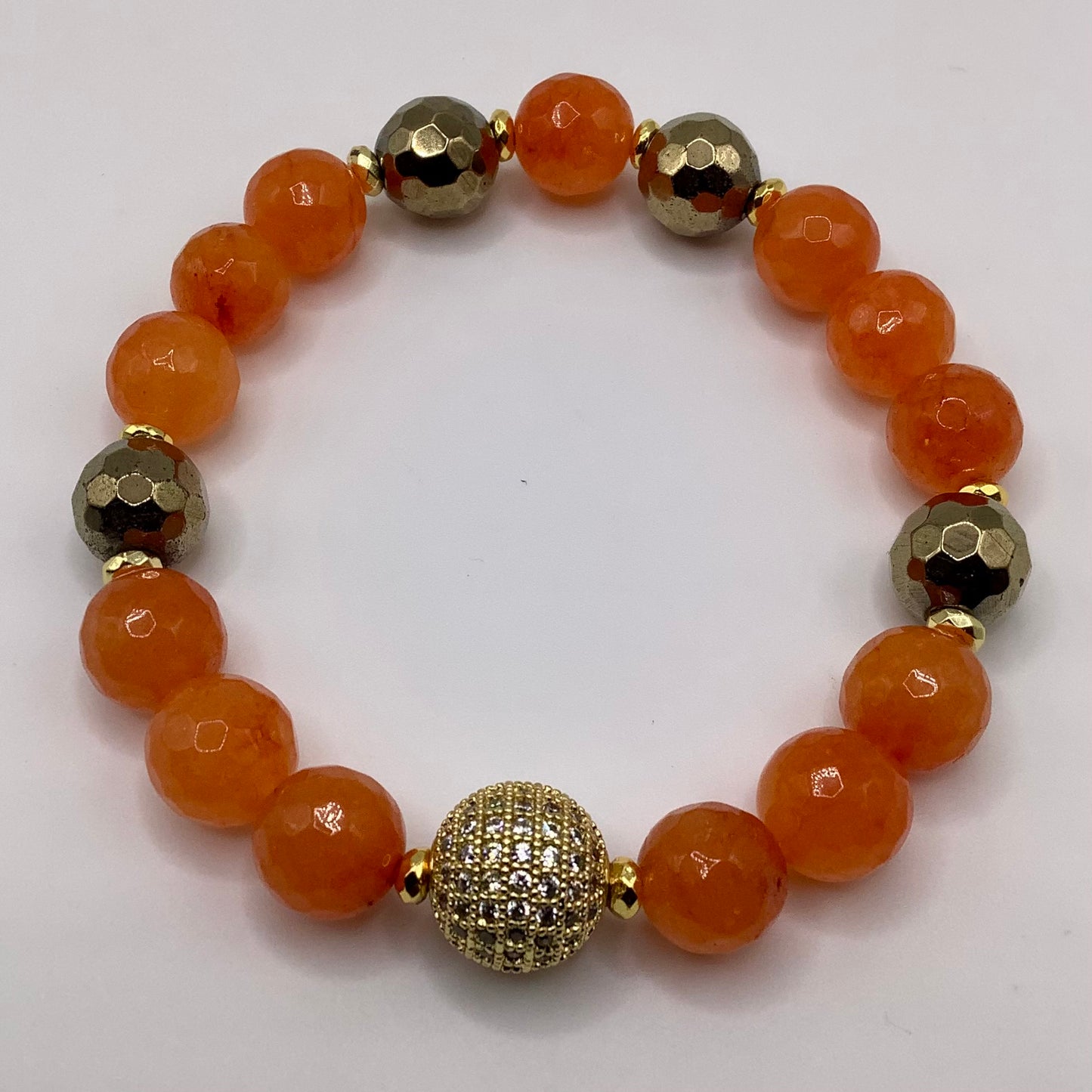 CZ pave and Agate bead 10mm dark gold hematite