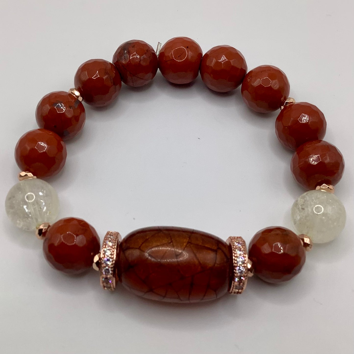 Amber Focal, CZ Pave wheels, Citrine and Agate bead 12mm copper hematite