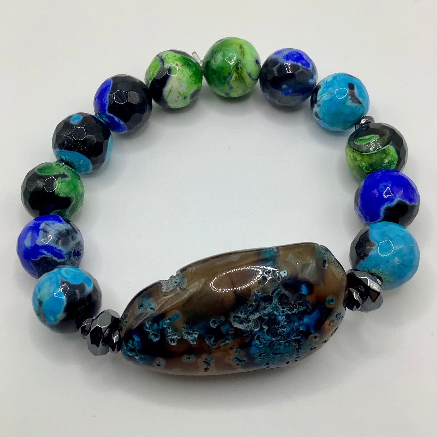 Fire Agate 12mm gunmetal hematite