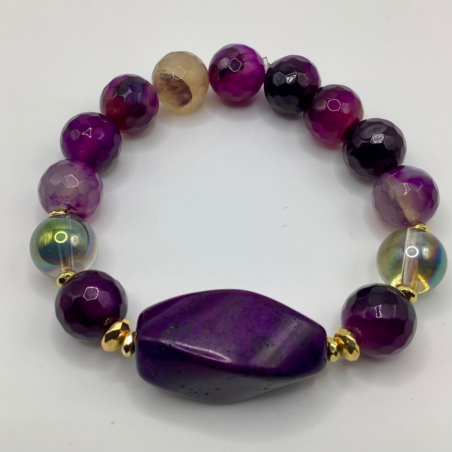 Agate, Quartz Focal CZ Pave 12mm gold hematite