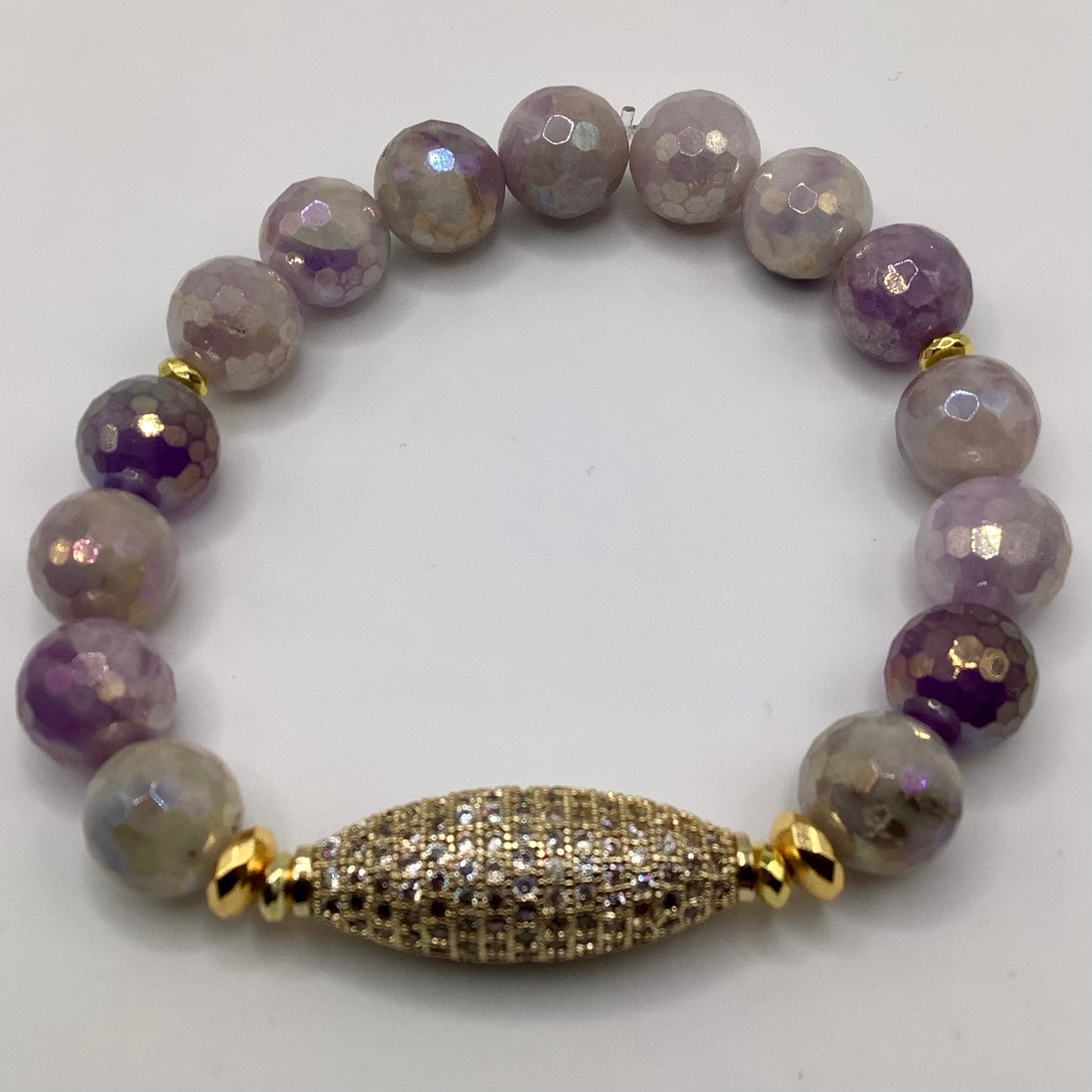 Electroplated Agate Focal CZ Pave Focal 10mm gold hematite