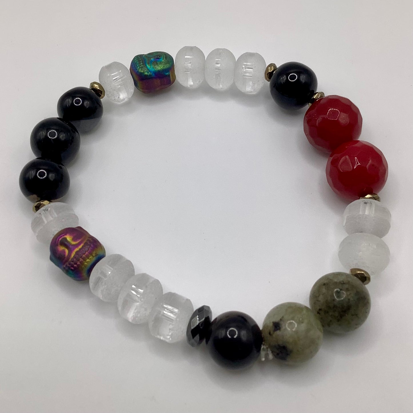 Black Obsidian, Labradorite, Jade, Crystal, hematite Buddha 10-12mm black hematite