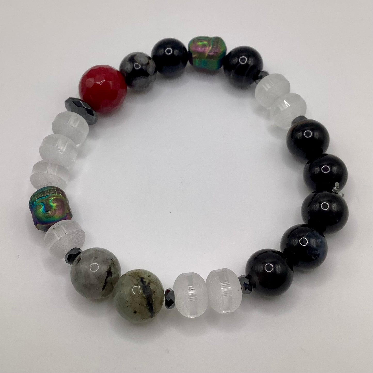 Black Obsidian, Labradorite, Jade, Crystal, hematite Buddha 10mm black hematite