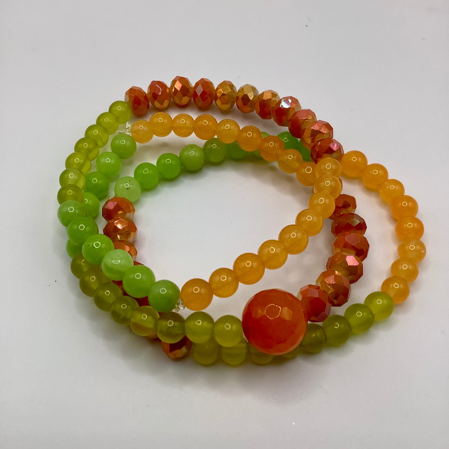 Agate 6mm gold hematite 3 bracelet stack