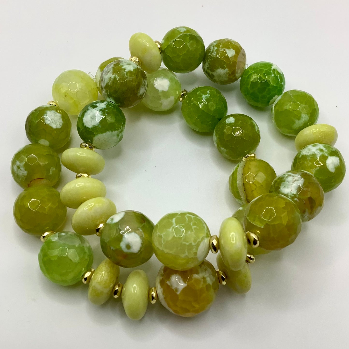 Agate, Jade, gold hematite 14mm 2pc set