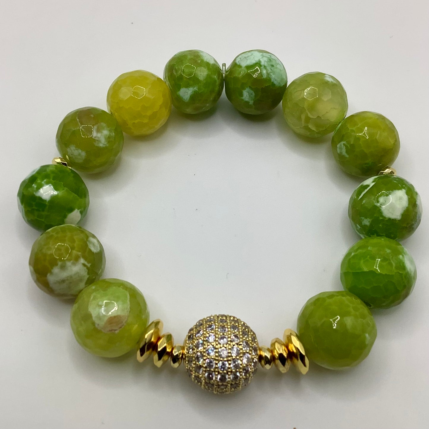 Agate, CZ Pave , gold hematite 14mm