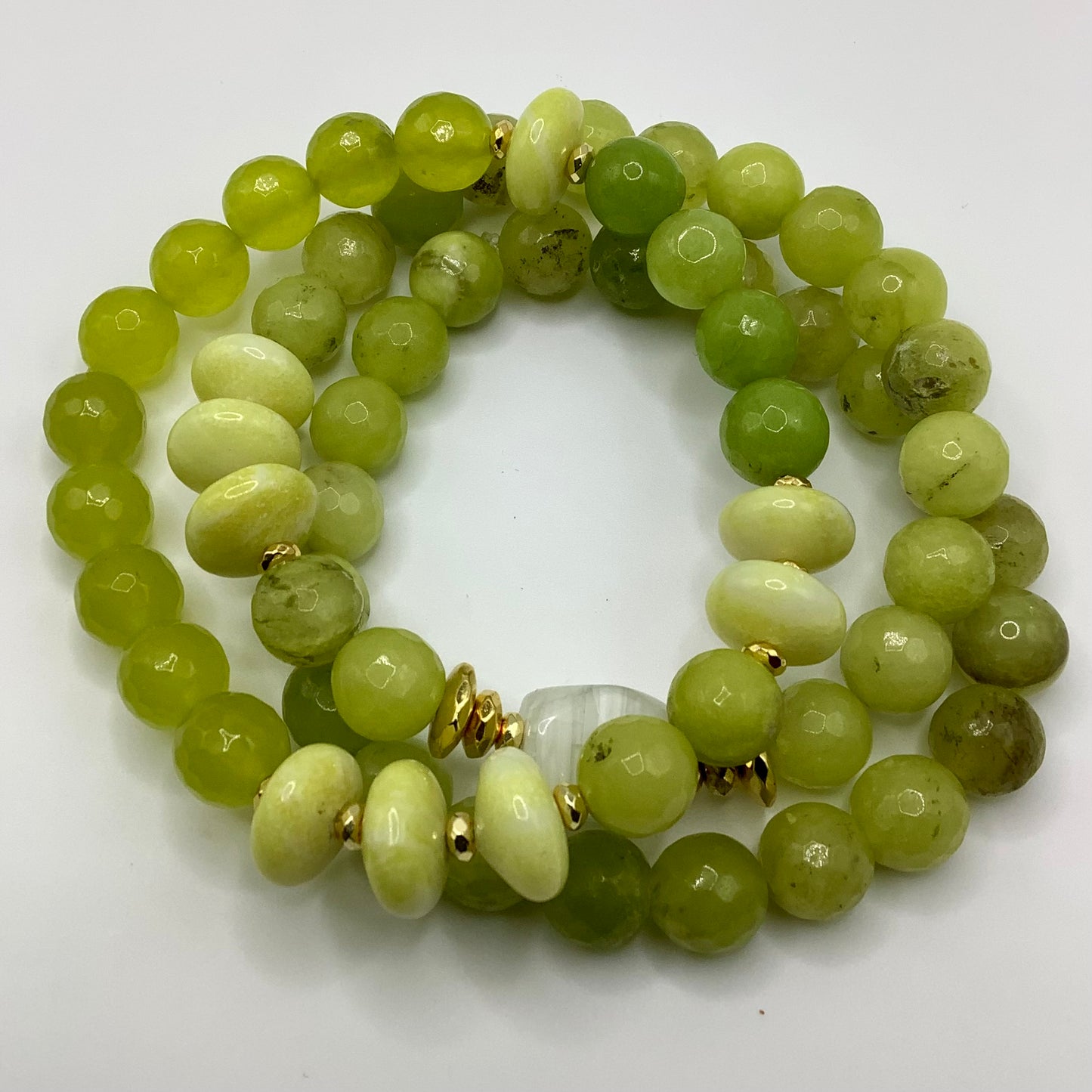 Agate, Jade , gold hematite 10mm 3pc set