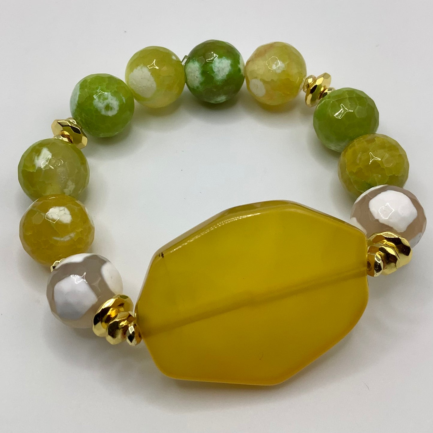 Agate, gold hematite 14mm 2pc set