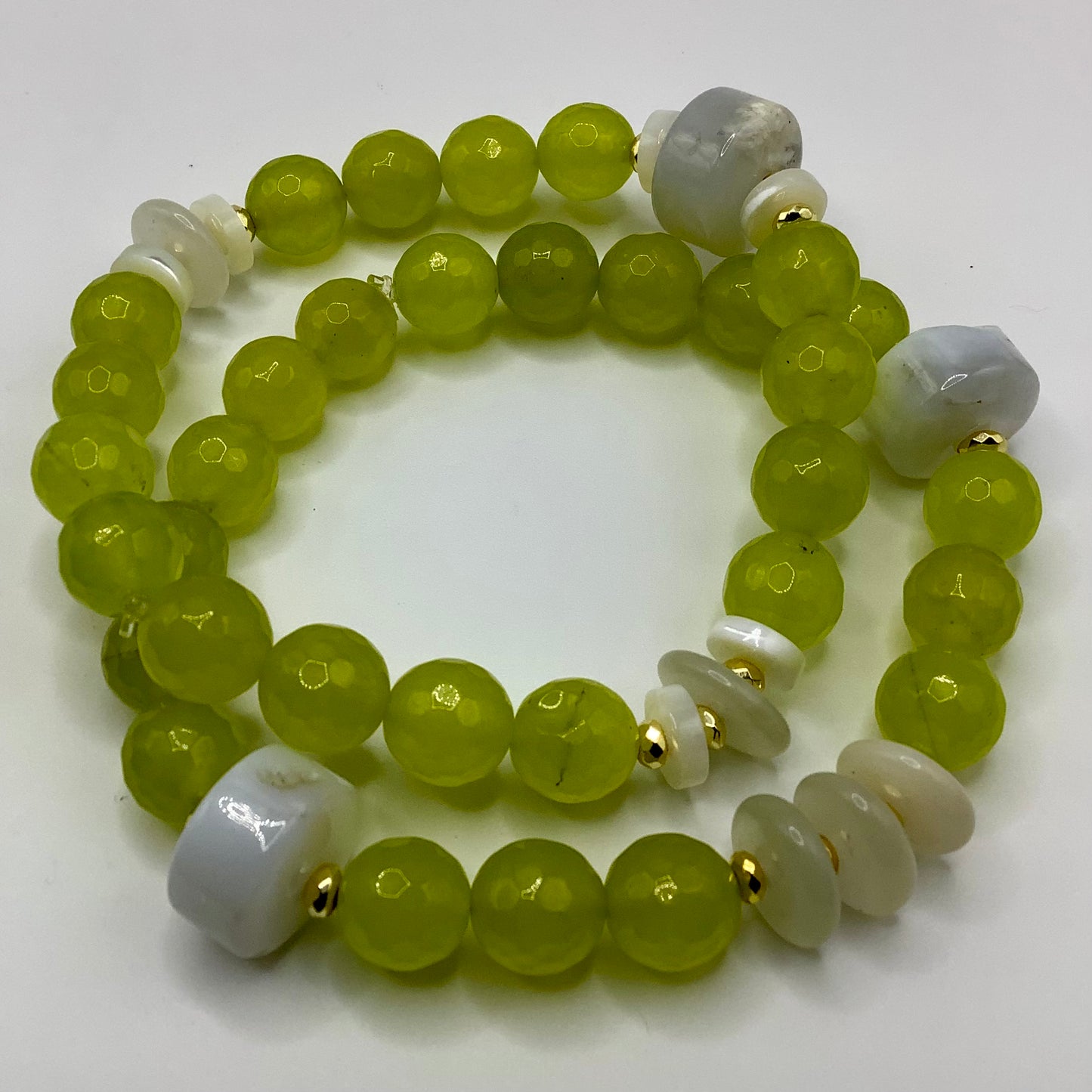 Agate, Moonstone, gold hematite 10mm 2pc set