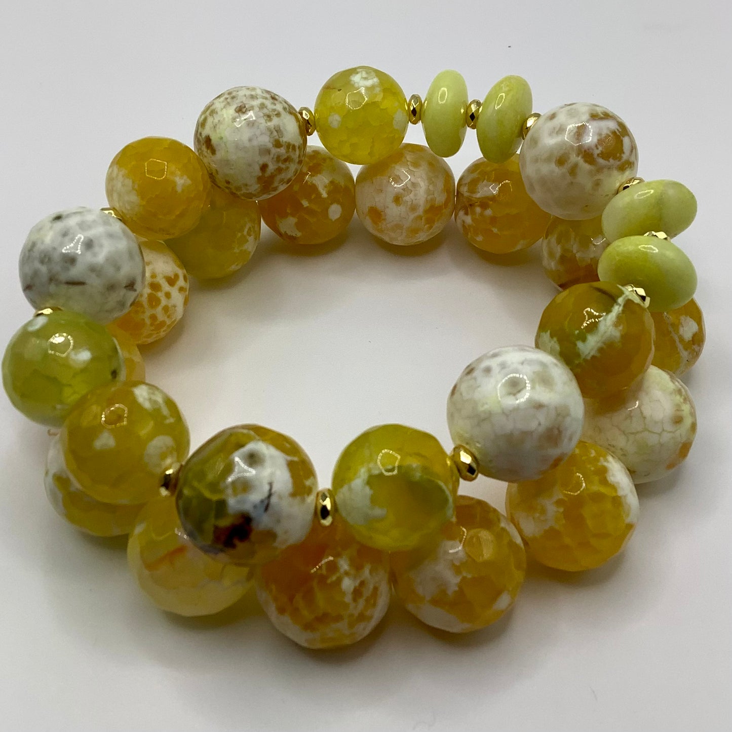 Agate, gold hematite 14mm 2pc set