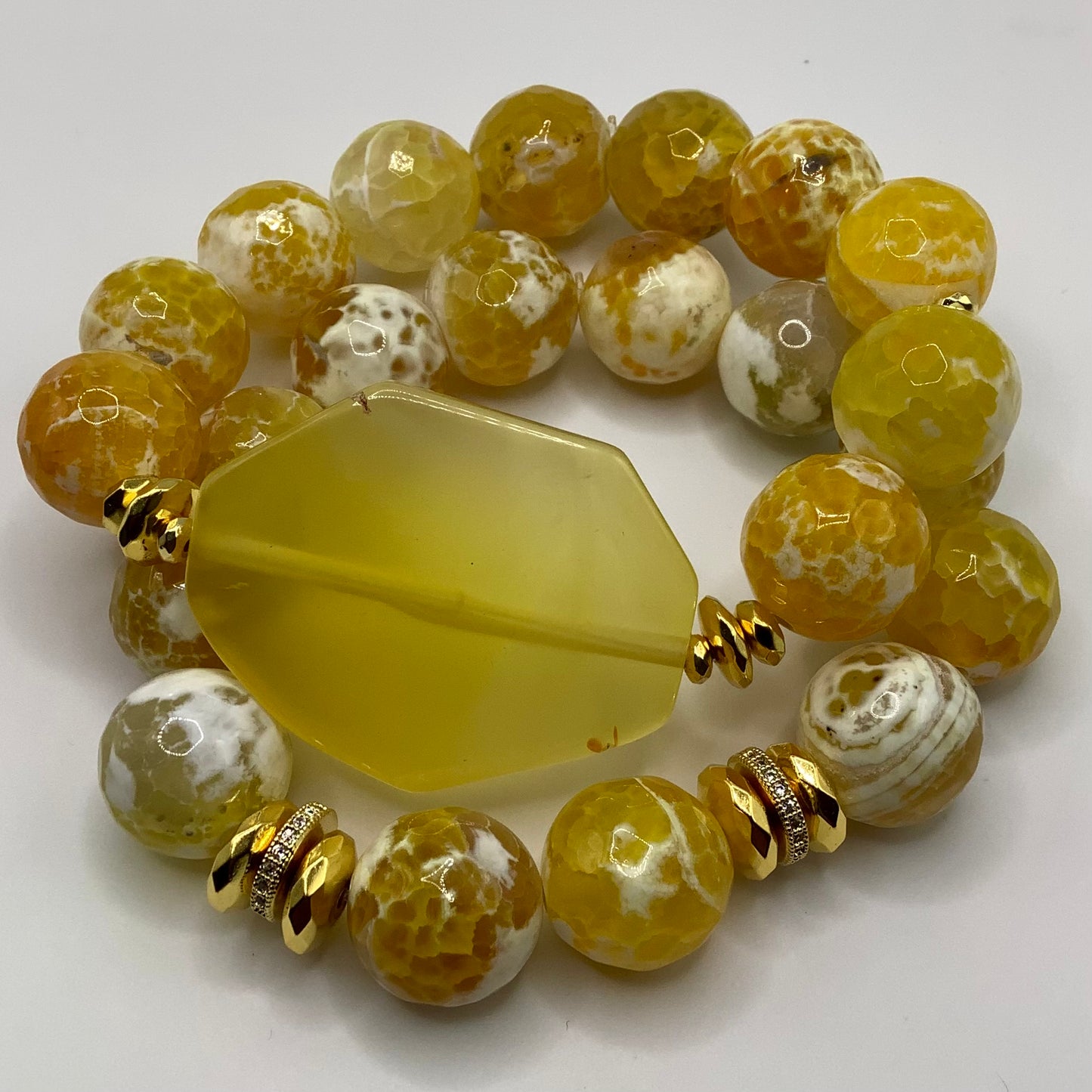 Agate, CZ Pave, gold hematite 14mm 2pc set