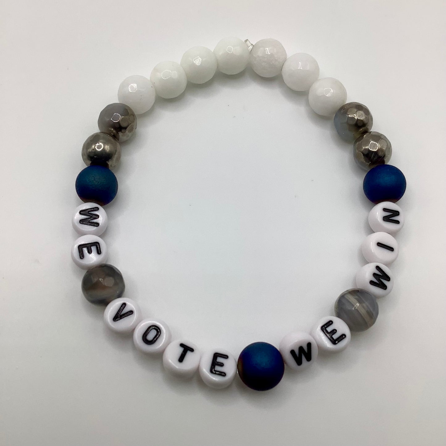 We Vote We Win 8mm Agate, Jade, Druzy
