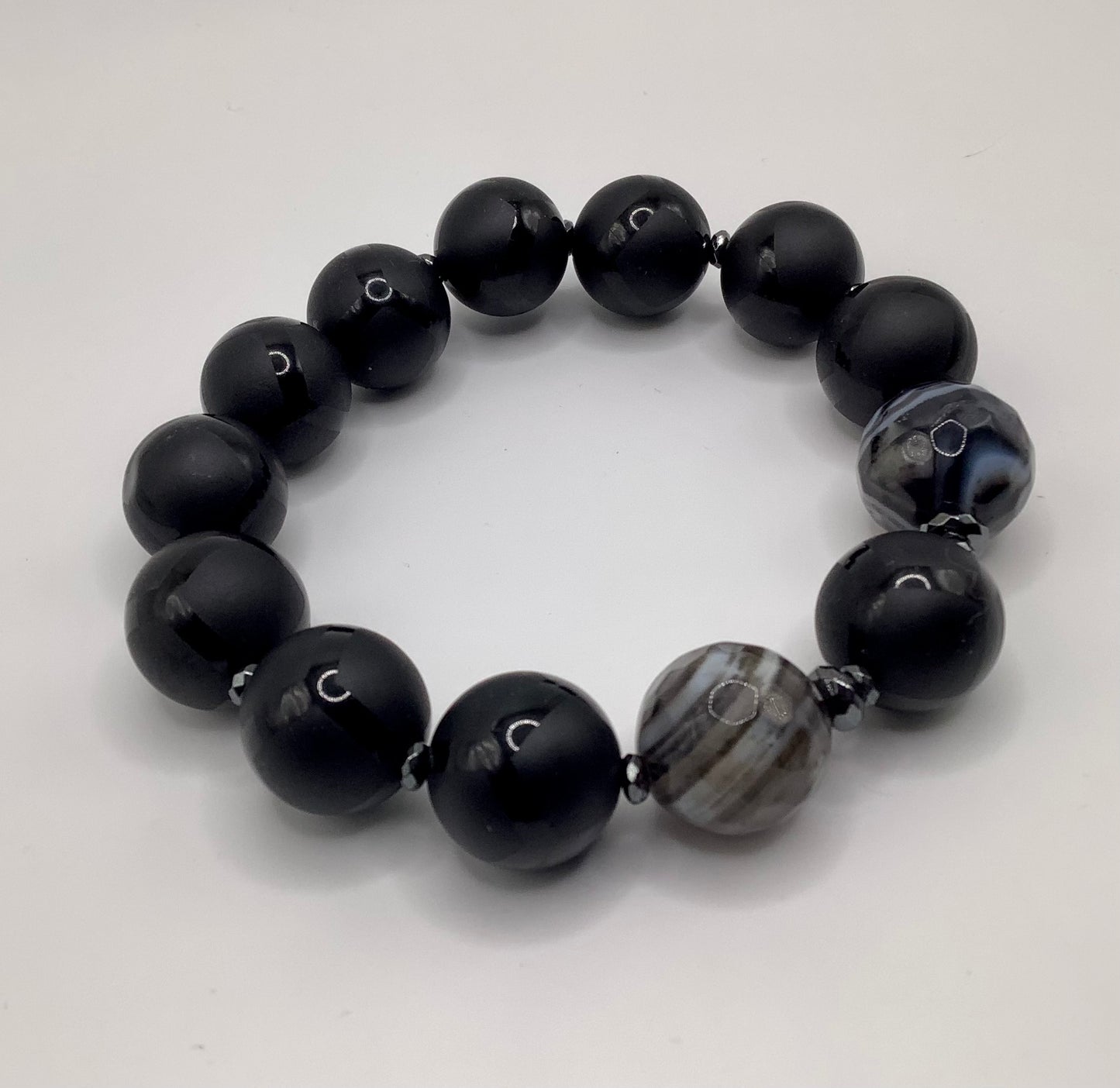 16mm Giraffe Agate and Hematite