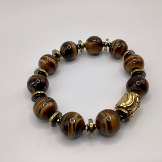 14mm Tigers Eye and Hematite