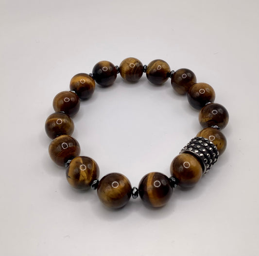 12mm Tigers Eye and Hematite