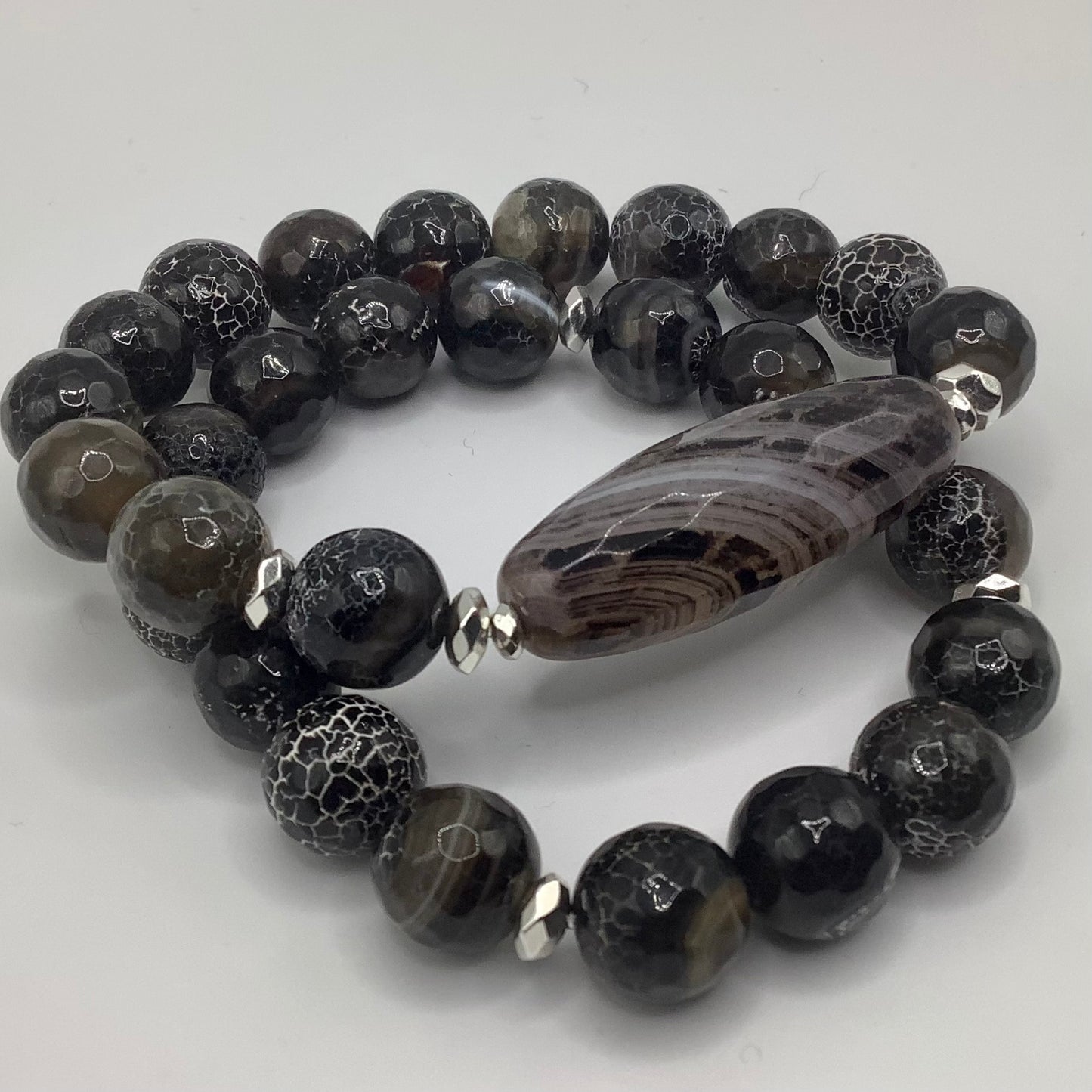 12mm Agate and Hematite 2pc set