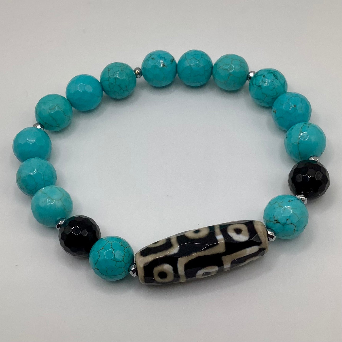 Turquoise and Jade 10mm, Tibetan Agate focal