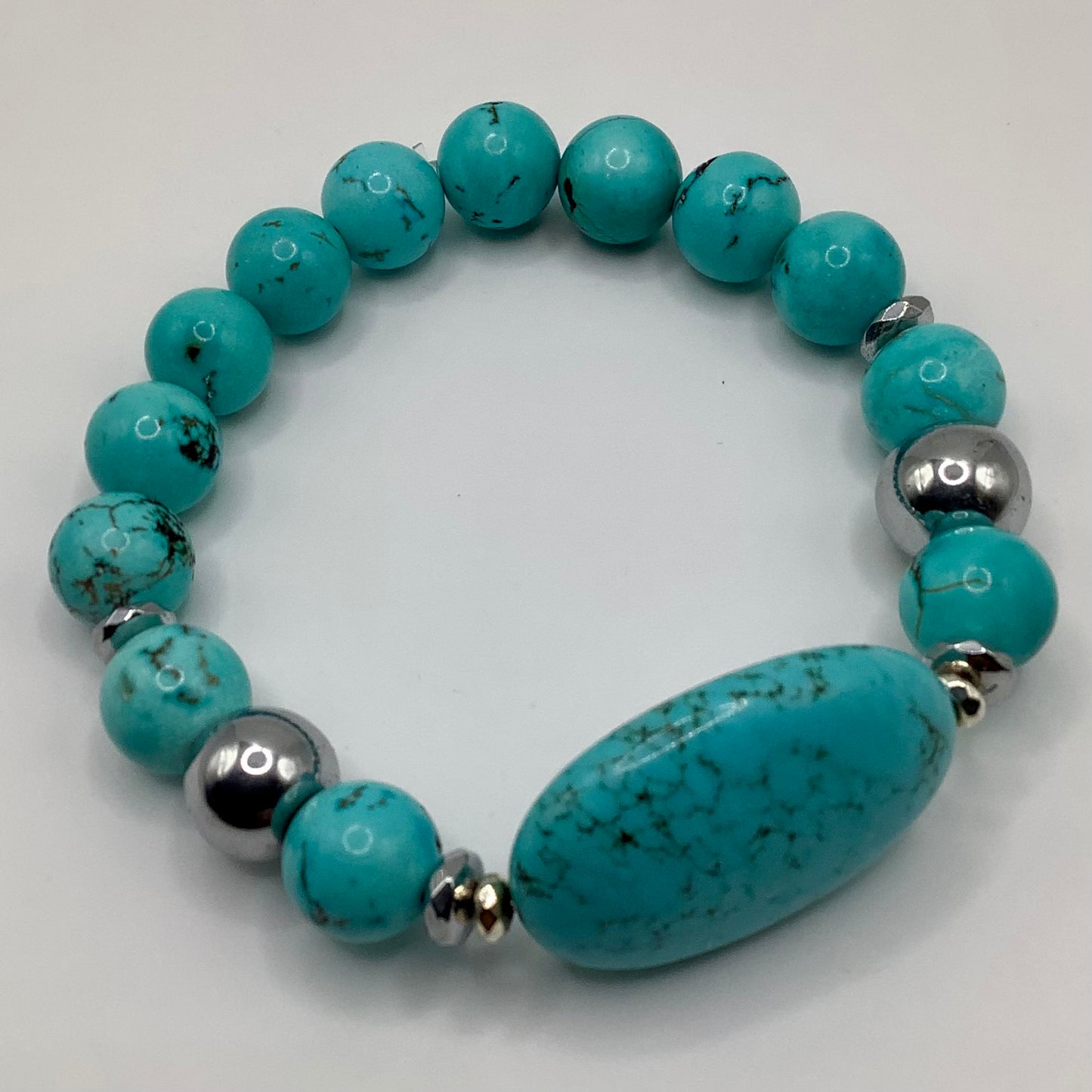 Turquoise and Hematite 10mm