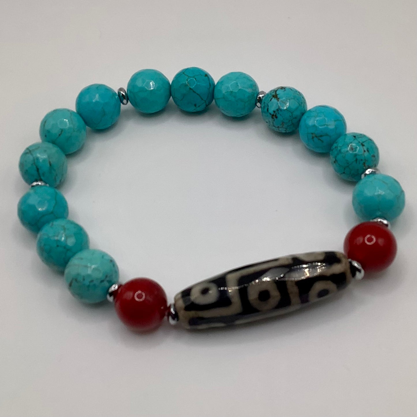 Turquoise, Jade and Tibetan Agate focal 10mm