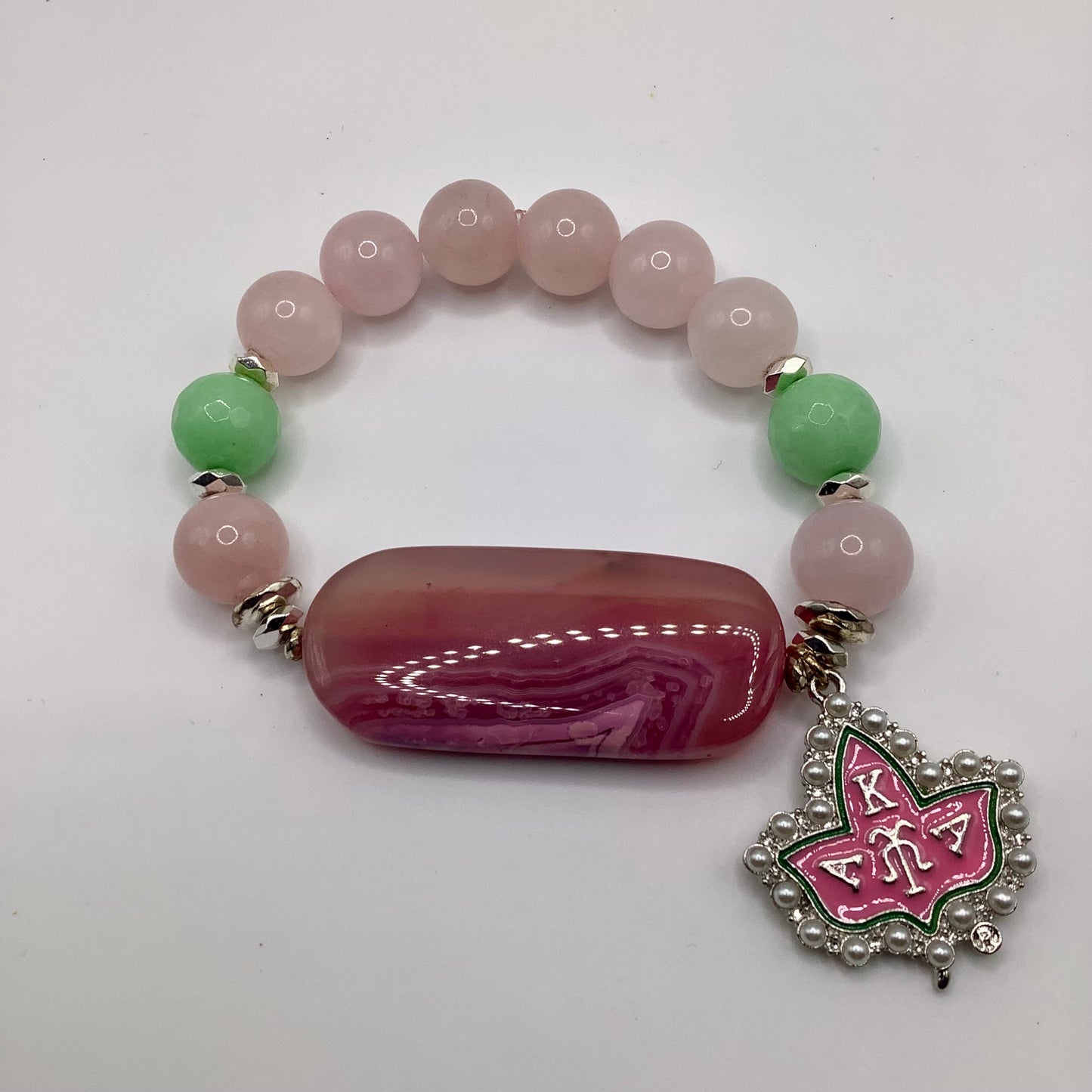 Alpha 12mm Agate and Jade w/charm