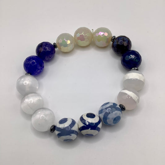 Zeta 12mm Agate, Tibetan Agate and Cateye