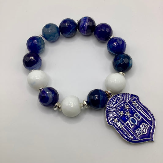 Zeta 14 mm Blue Agate and White Jade w/charm