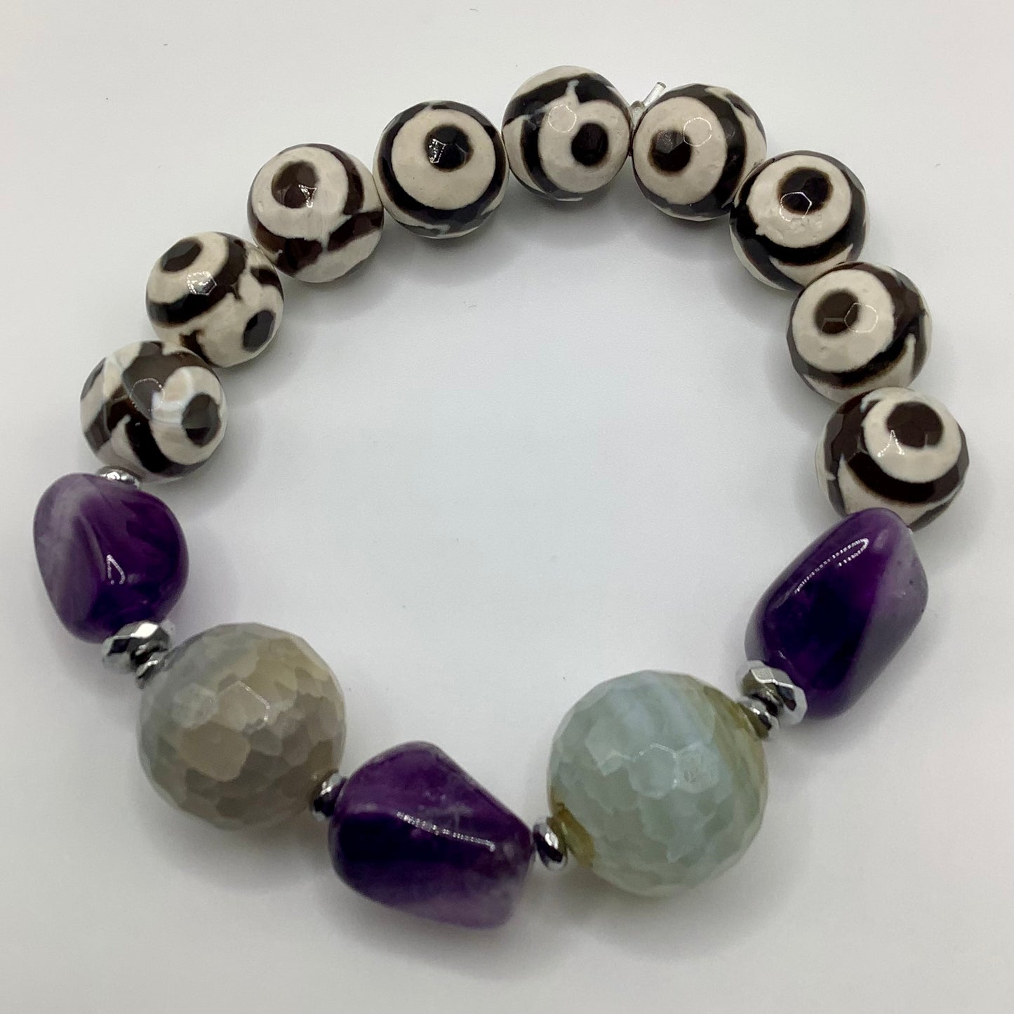 Tibetan Agate and Amethyst 12mm