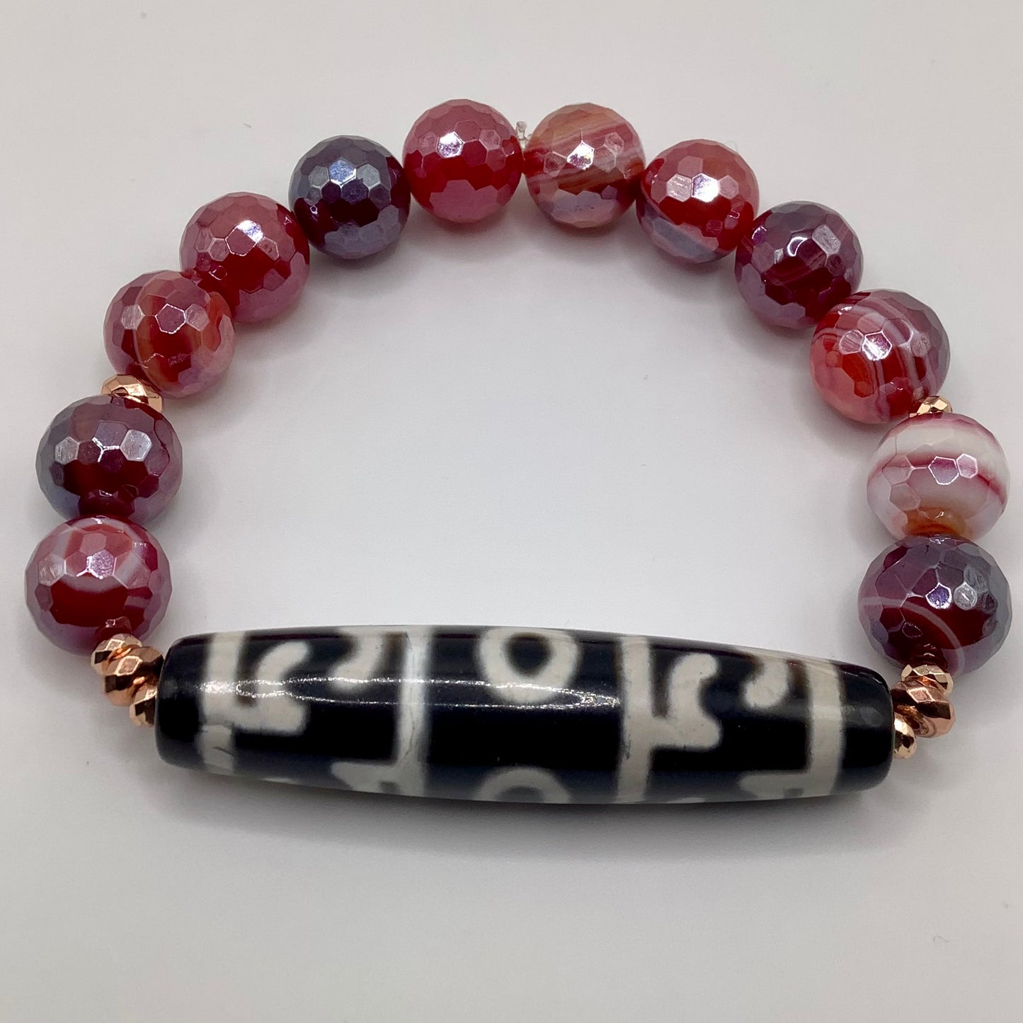 Electroplated Agate w/tibetan agate centerpiece