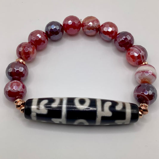 Electroplated Agate w/tibetan agate centerpiece