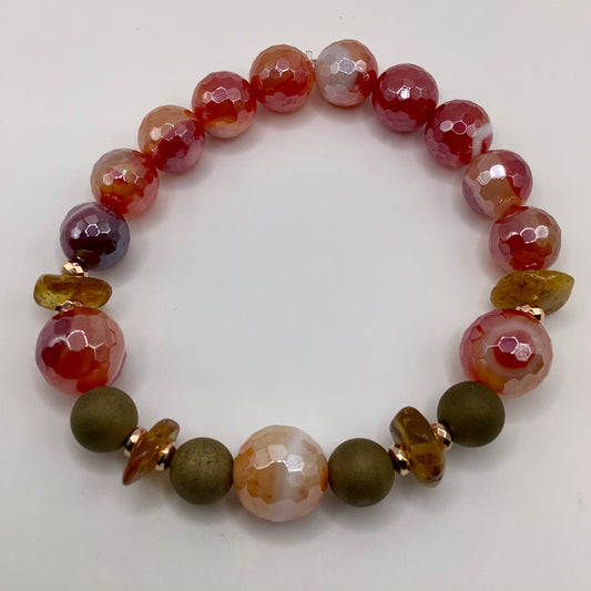 Electroplated Agate and citrine 10mm