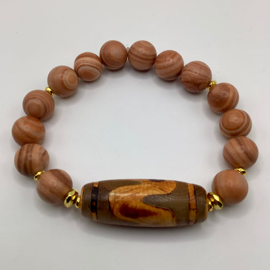 Rhyolite, Focal tube 12mm gold hematite