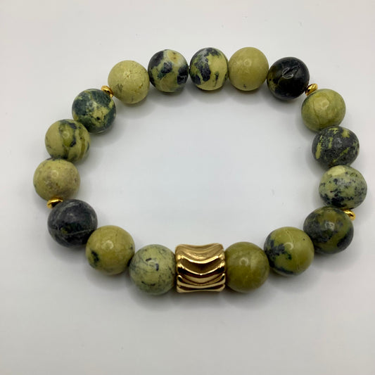 Serpentine gold SS focal 12mm gold hematite