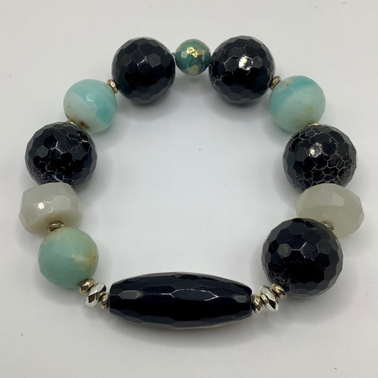 Crackle Agate 18mm , Amazonite, Moonstone 14mm