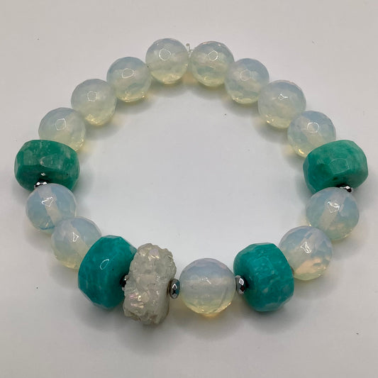 Druzy, Amazonite, Moonstone 12mm