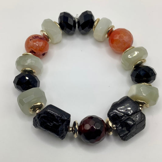 Black Tourmaline, Moonstone, Agate, Onyx 14mm