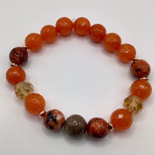 Crystal, Jasper and Agate  bead 10mm copper hematite