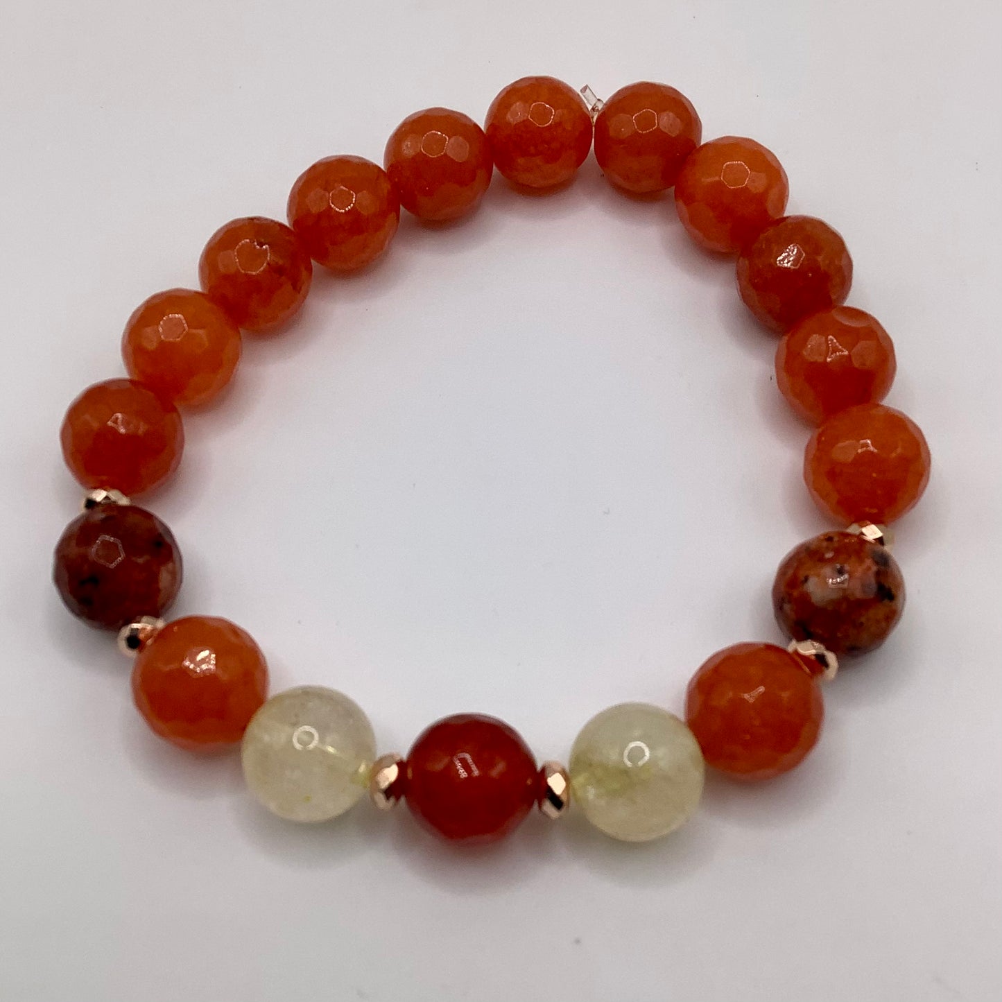 Jasper, Citrine and Agate  bead 10mm copper hematite