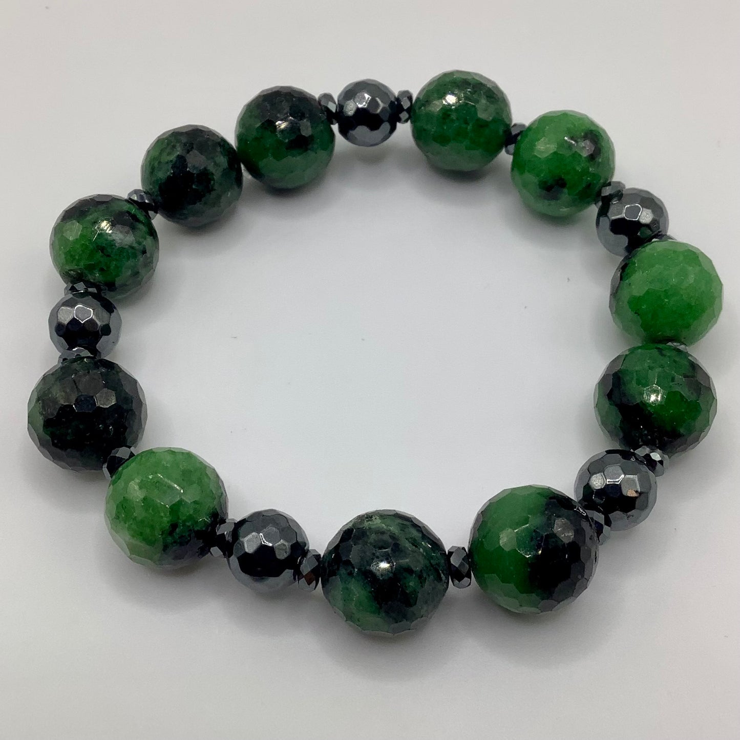 Ruby Zoisite 12mm gunmetal hematite