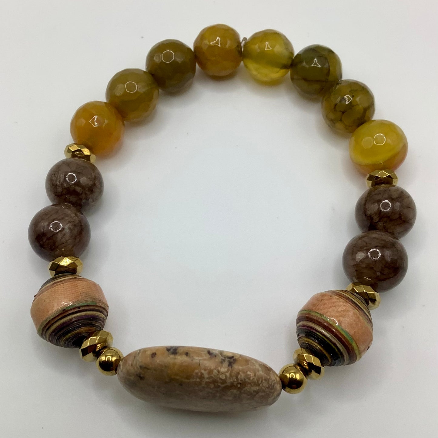 Jade,Agate, African paper bead, Tibetan Agate 10mm dark gold hematite