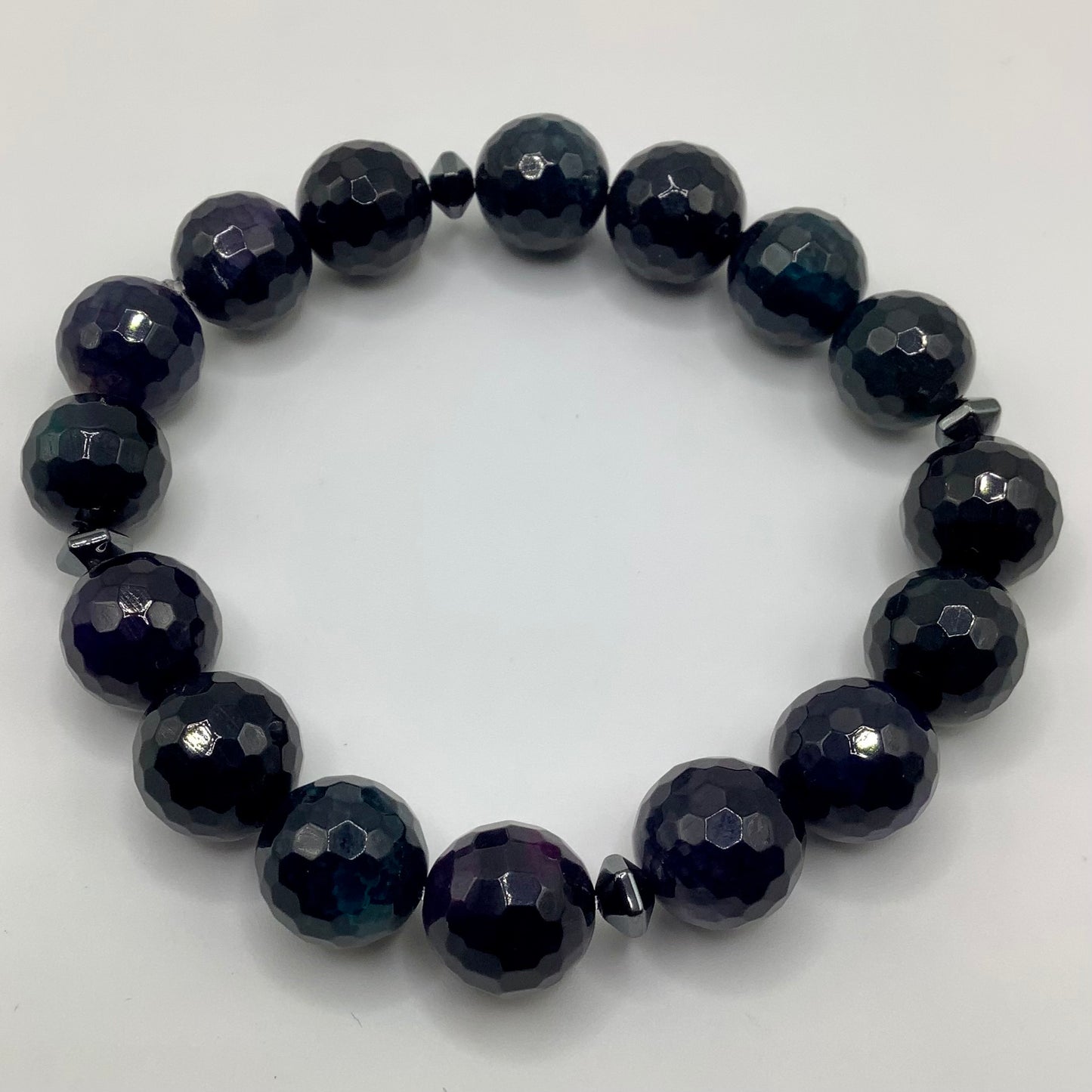 Agate 12mm gunmetal hematite