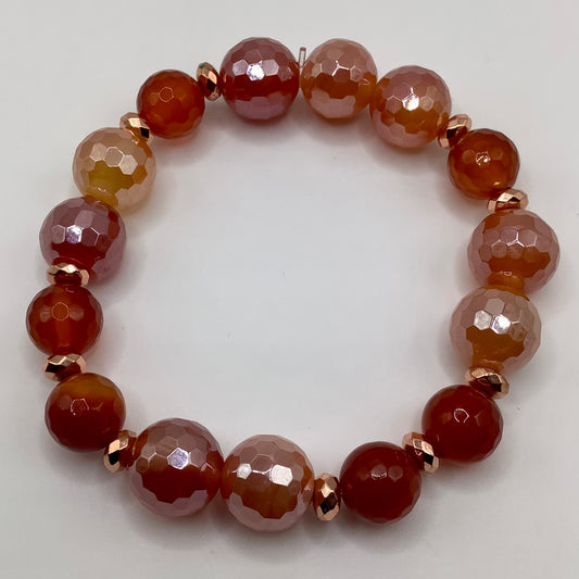 Carnelian, Electroplated Agate, copper hematite 10-12mm