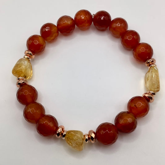 Carnelian, Citrine, copper hematite 10mm