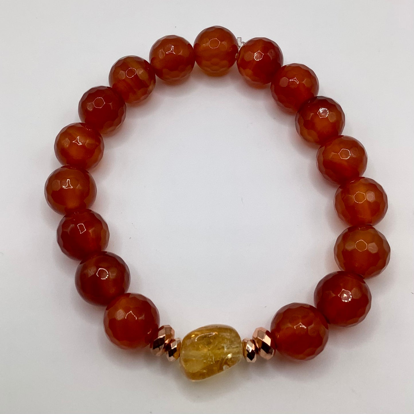 Carnelian, Citrine, copper hematite 10mm