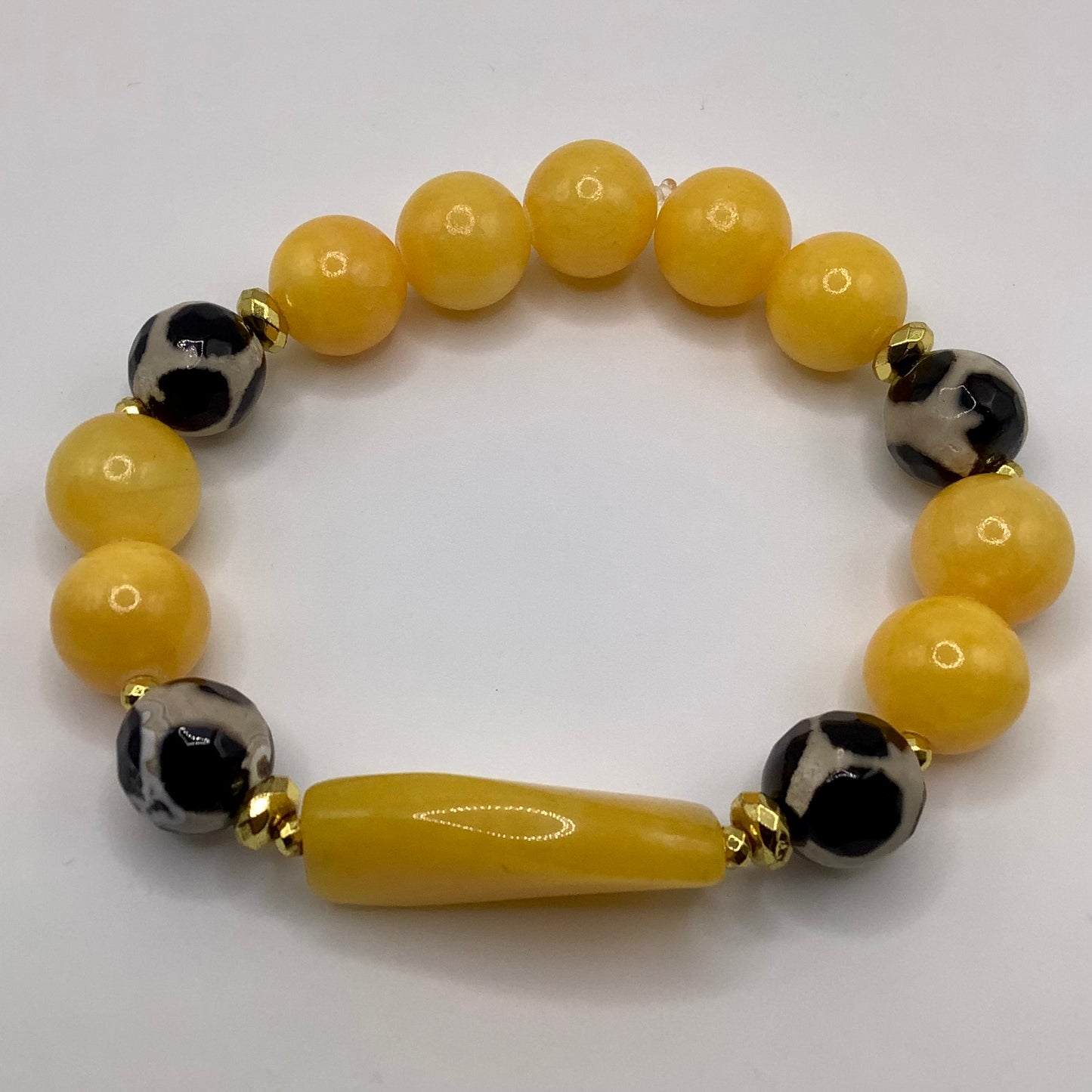 Tibetan Agate and Jade 12mm Gold hematite