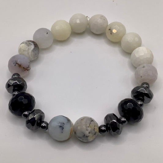 Moonstone, Black Onyx 10mm gunmetal hematite