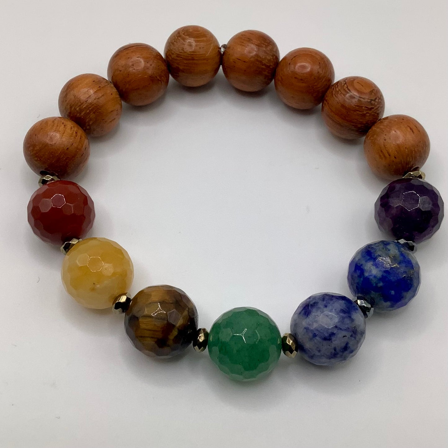 Chakra and Wood 12mm  dark gold hematite