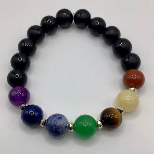 Chakra matte giraffe onyx dark silver hematite